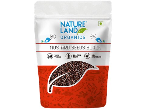 Natureland Organics Mustard Seeds - Black, Rich In Omega 3, 150 g