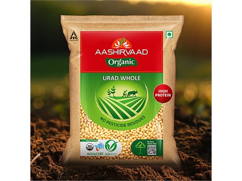 Aashirvaad Organic Urad Whole Dal, 500 g