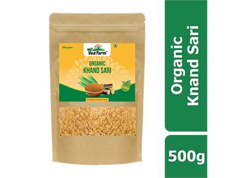 Ved Farm Organic Khand Sari - Natural Sweetener, Rich In Calcium, Boosts Immunity, Chemical Free, 500 g