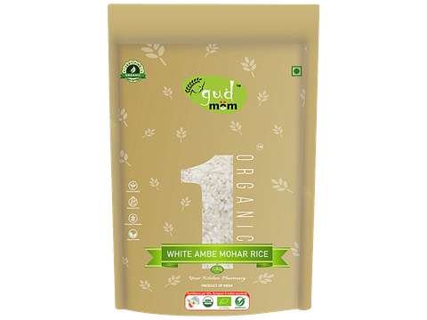 Gudmom Organic White Ambe Mohar(Ambemohar) Rice, 5 kg