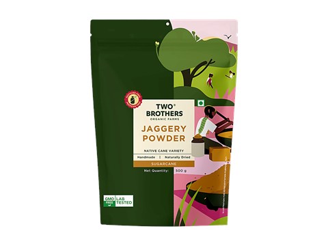 Two Brothers Organic Farms Jaggery Powder - Handmade & Naturally Dried, 500 g