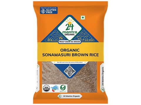 24 Mantra Organic Organic Rice/Akki - Sonamasuri Brown, 5 kg