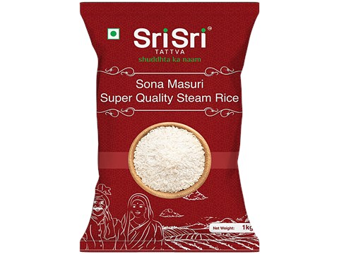 Sri Sri Tattva Sona Masuri Super Quality Steam Rice - Light Weight, Easy To Digest, 1 kg