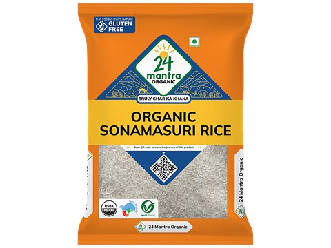24 Mantra Organic Organic Sonamasuri Raw Rice/Akki - Polished, 5 kg
