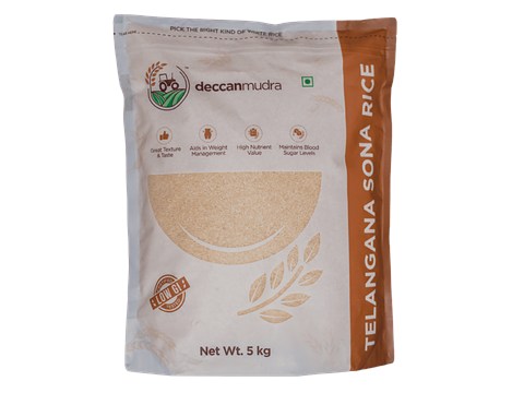 Deccanmudra Telangana Sona Rice - Rich In Nutrients, Low GI, Helps Manage Weight, 5 kg