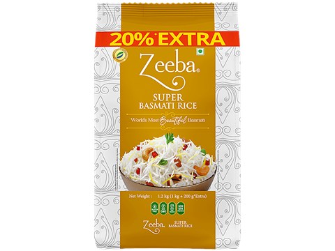 Zeeba Super Basmati Rice (Cooked length upto 23mm*), 1.2 kg