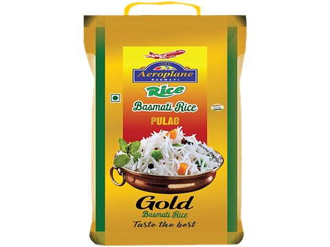 Aeroplane Gold Pulav Long Grain Basmati Rice, 5 kg