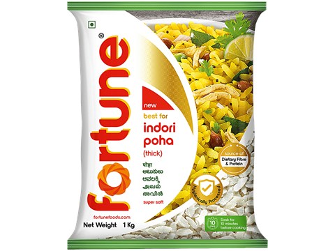Fortune Indori Poha - Thick, Super Soft, Source Of Dietary Fibre & Protein, 1 kg