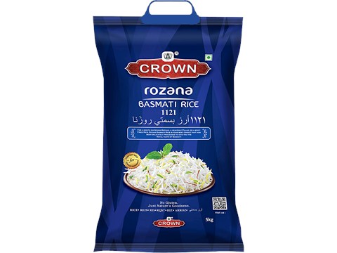 Crown Rozana Basmati Rice 1121, 5 kg