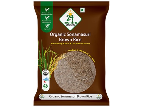 24 Mantra Organic Organic Rice/Akki - Sonamasuri Brown, 1 kg