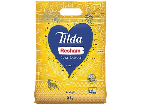 Tilda Resham Pure Basmati Rice - Gluten Free, Long Slender Grain, Aromatic, 5 kg