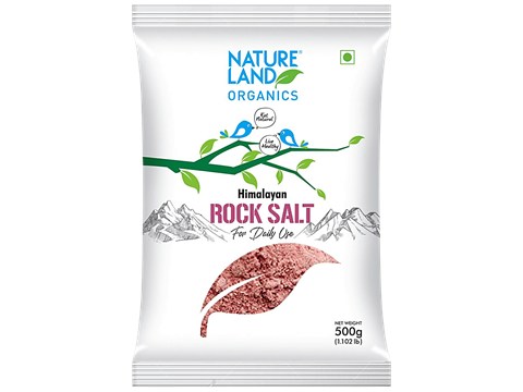 Natureland Organics Nature land Himalayan Pink Rock Salt/Uppu, 500 g, Packet, 500 g