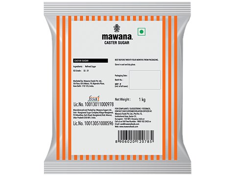 Mawana Castor Sugar - With Fine Crystals, Soft, Dissolves Easily, 1 kg