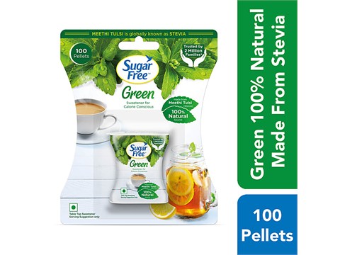 Sugar Free Green Sweetener - With Natural Stevia, Zero Calories, 100 pcs