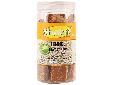 Shakti Fennel Jaggery - Natural, Aromatic, Rich In Antioxidants & Vitamins, Improves Digestion, 500 g