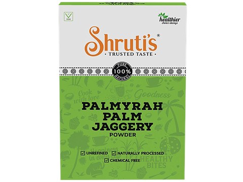 Shruti's Palmyrah Palm Jaggery Powder -  Natural , Organically Processed Sweetener, Vitamins & Iron Rich, 100 g