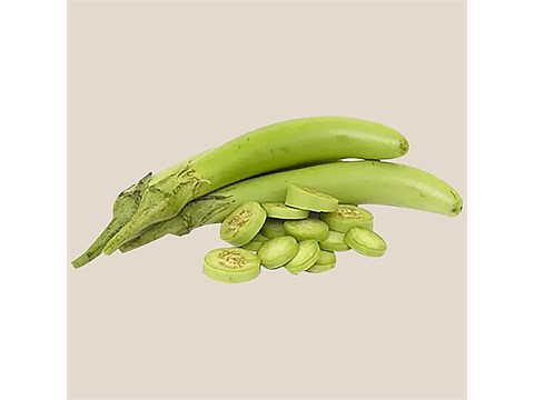 fresho! Brinjal Long - Green, Premium, Institutional, 1 kg