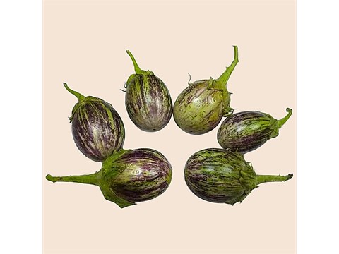 fresho! Round Makra Brinjal - Green, 250 g