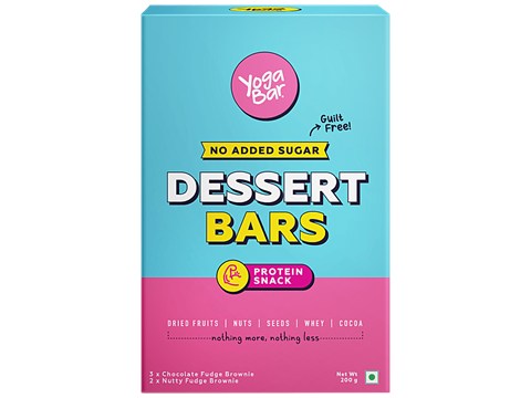 Yoga Bar Dessert Bar - Chocolate & Nutty Fudge Brownie, Protein Snack, No Added Sugar, 40 g