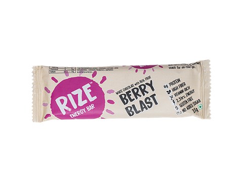 Rize Berry Blast White Chocolate With Real Fruit Energy Bar, 35 g
