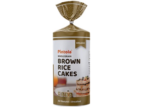Pintola Organic Wholegrain Brown Rice Cakes - All Natural, Unsalted, 130 g