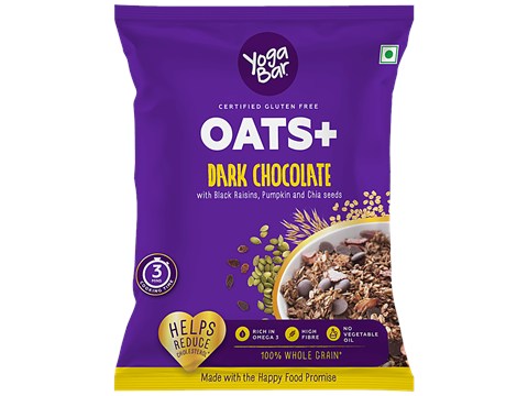 Yoga Bar Oats - Dark Chocolate, Healthy, High In Fibre, Breakfast Cereal, Gluten Free, 40 g