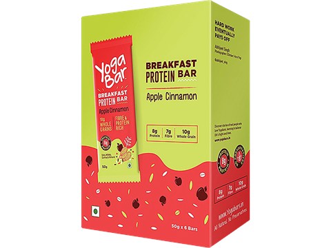Yoga Bar Breakfast Protein Bars - Apple Cinnamon, Healthy Snack, Rich In Protein & Fibre, 50 g