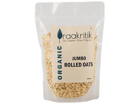 Praakritik Organic Jumbo Rolled Oats - Rich In Fibre & Protein, 500 g