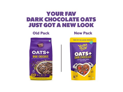 Yoga Bar Oats - Dark Chocolate, Healthy, High In Fibre, Breakfast Cereal, Gluten Free, 400 g