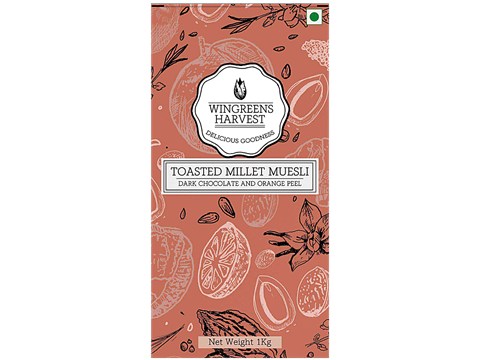 Wingreens Harvest Toasted Millet Muesli Dark Chocolate & Orange Peel, 1 kg