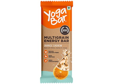 Yoga Bar Multigrain Energy Bar - Orange Cashew, Healthy Snack, High In Protein & Fibre, 38 g