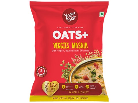 Yoga Bar Oats - Veggies Masala, 3x More Vegetables, Breakfast Cereal, Gluten Free, 40 g