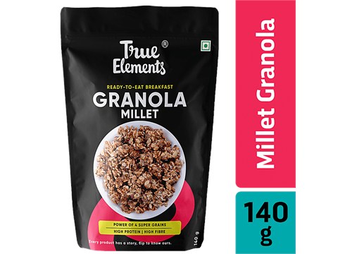 True Elements Instant Breakfast Mix - Millets Granola, 4 Super Grains, 140 g