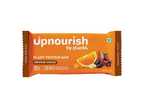 Upnourish by Pluckk Orange Cocoa Plant Protein Bar, 50 g