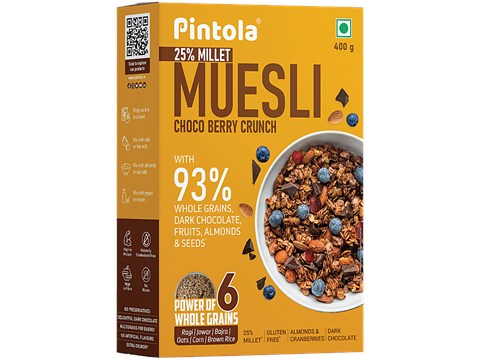 Pintola Choco Berry Crunch Muesli - With 25% Millet & 60% Wholegrains, 400 g