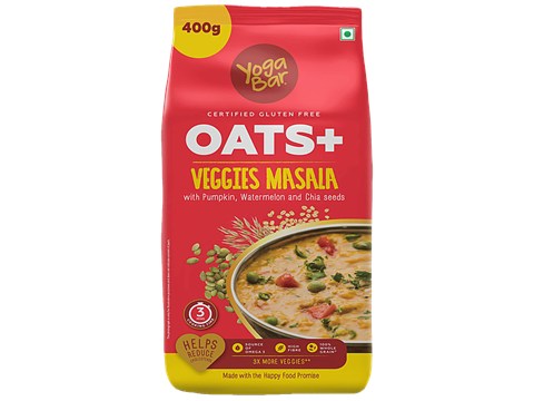 Yoga Bar Oats - Veggies Masala, 3x More Vegetables, Breakfast Cereal, Gluten Free, 400 g
