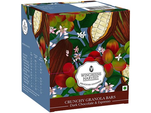 Wingreens Harvest Crunchy Granola Bars - Dark Chocolate & Espresso, 240 g