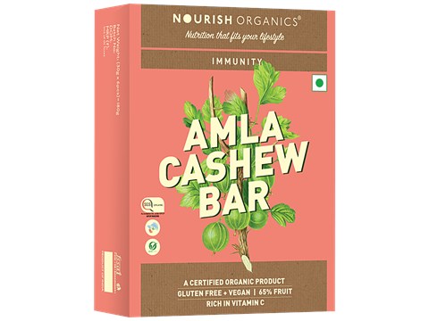 Nourish Organics Immunity - Amla Cashew Bar, Rich In Vitamin C, Sweet Taste, Healthy Snack, 30 g