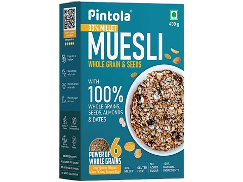 Pintola Whole Grain & Seeds Muesli - With 33% Millet, 20% Nuts & Seeds & 6% Dates, 400 g