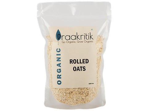 Praakritik Organic Rolled Oats - High In Protein & Healthy Fats, 500 g