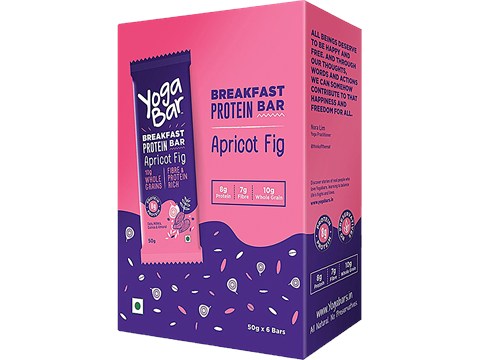 Yoga Bar Breakfast Protein Bars - Apricot Fig, Healthy Snack, Rich In Protein & Fibre, 50 g