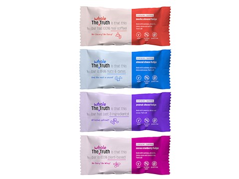 The Whole Truth Vegan Energy Bars - Fudge All, Assorted Flavours, No Added Sugar & Preservatives, 40 g
