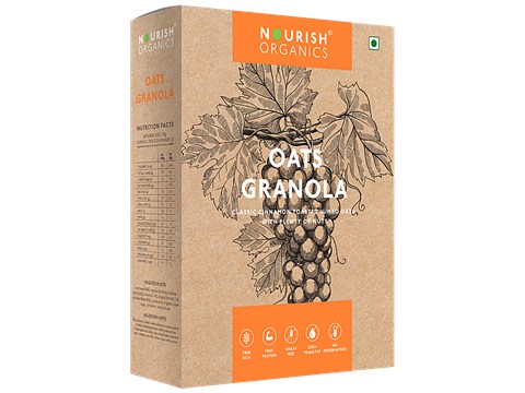 Nourish Organics Oats Granola - Rich In Protein & Fibre, Wheat Free, No Preservatives, 300 g