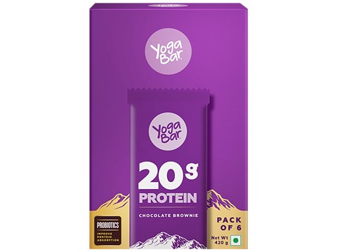 Yoga Bar 20g Protein Bar - Chocolate Brownie, No Added Sugar, Loaded With Fibre, 70 g