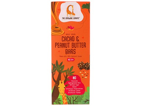 The Growing Giraffe Cacao Peanut Butter Bars - Whole Grain, Packed With Nutrients, No Chocolate, Gluten-free, 200 g