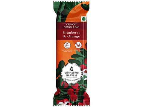 Wingreens Harvest Crunchy Millet Granola Bars - Cranberry Orange, 40 g