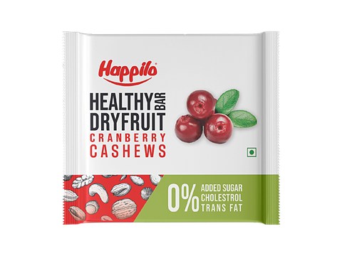 Happilo Cranberry Cashew Healthy Mini Dry Fruit Bar - Rich In Protein, Gluten Free, 15 g