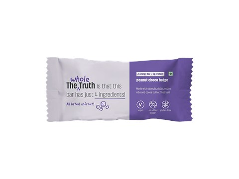 The Whole Truth Energy Bar - Peanut Choco Fudge, Dairy-Free, No Added Sugar, Natural, 40 g