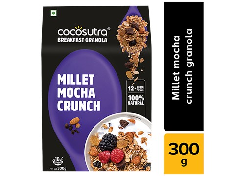 Cocosutra Cereal - Granola, Millet Mocha Crunch, Breakfast Cereal With Oats, Nuts, Seeds & Dry Fruits, 300 g
