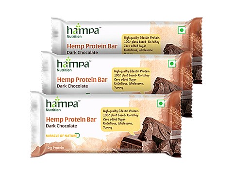 Hampa Nutrition Dark Chocolate Hemp Protein Bar, 50 g